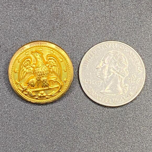 Navy Gold Tone Eagle with Anchor Waterbury Button Conn. Replacement Button (a5) - Picture 3 of 3